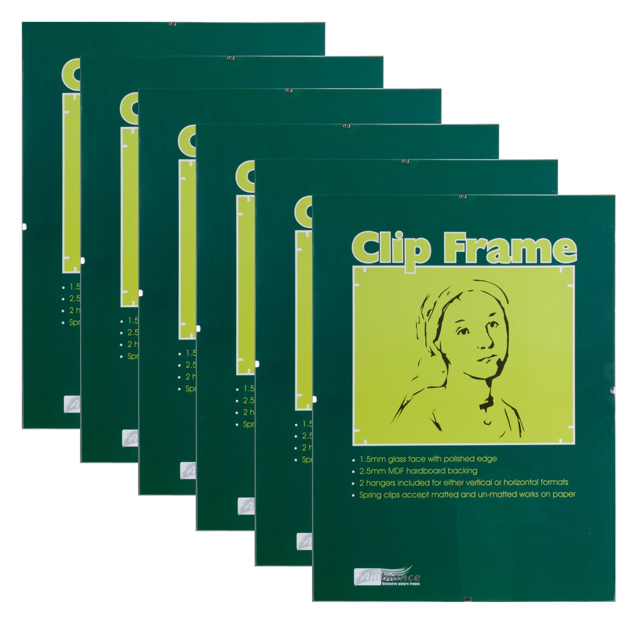 Ambiance Gallery Clip Frame - 6 Pack of Modern Low-Profile Invisible Minimalist Picture Frames - Poster Frames with Glass and Backing